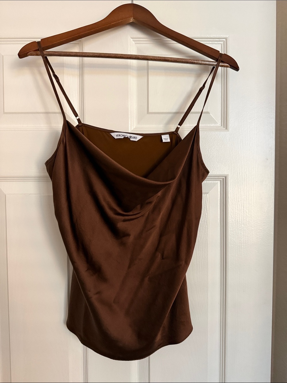 Veronica Beard Chocolate Brown Satin Cowl Camisole sz 8